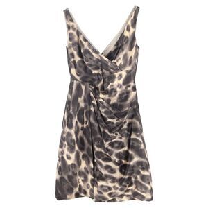 Prada Leopard-Print Wrap-Effect Mini Dress in Beige Silk